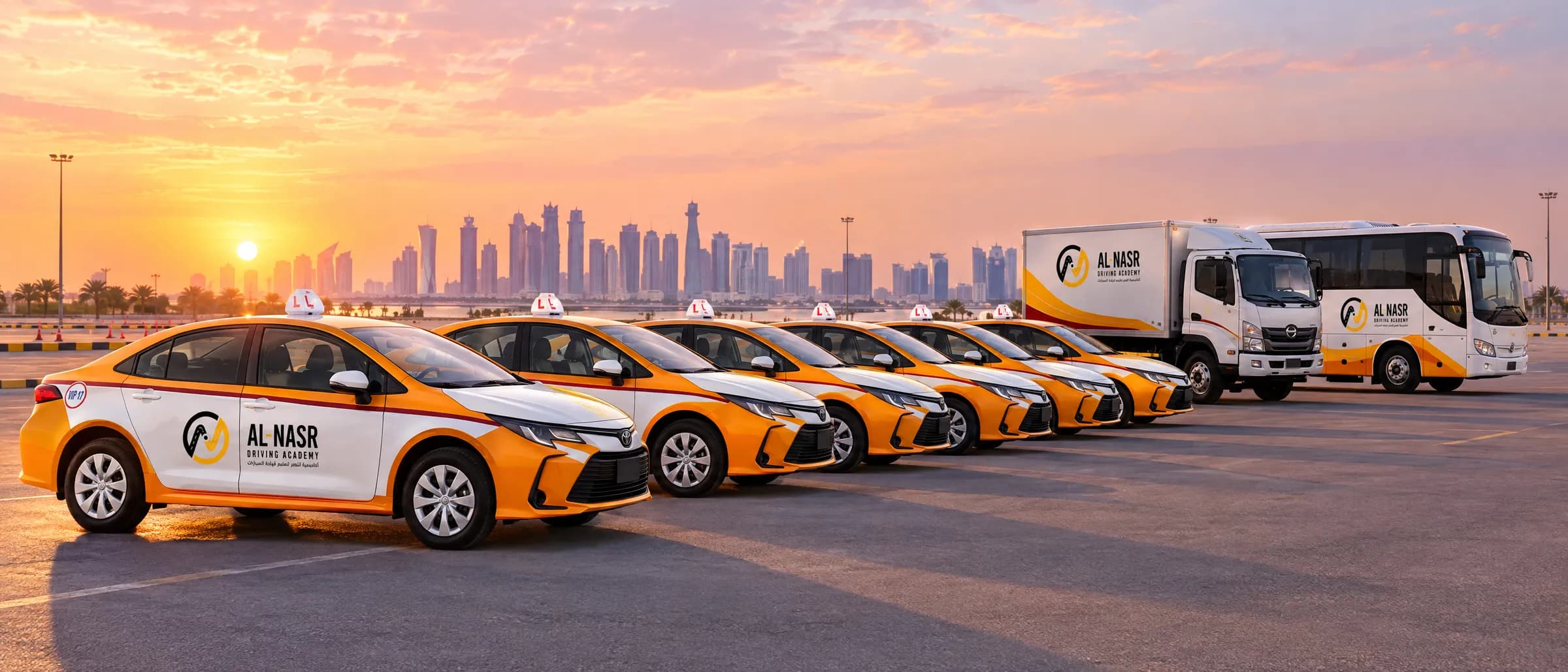 The Al Nasr fleet lined up at sunrise